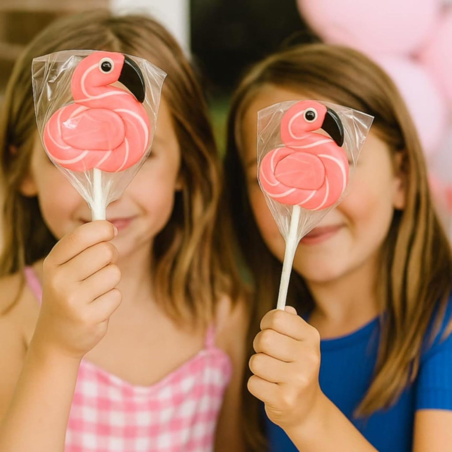 Flamingo Lollipops – Pink & White Swirl Strawberry Candy Party Favors for Luau, Beach & Birthday Themes (12ct, 24ct)