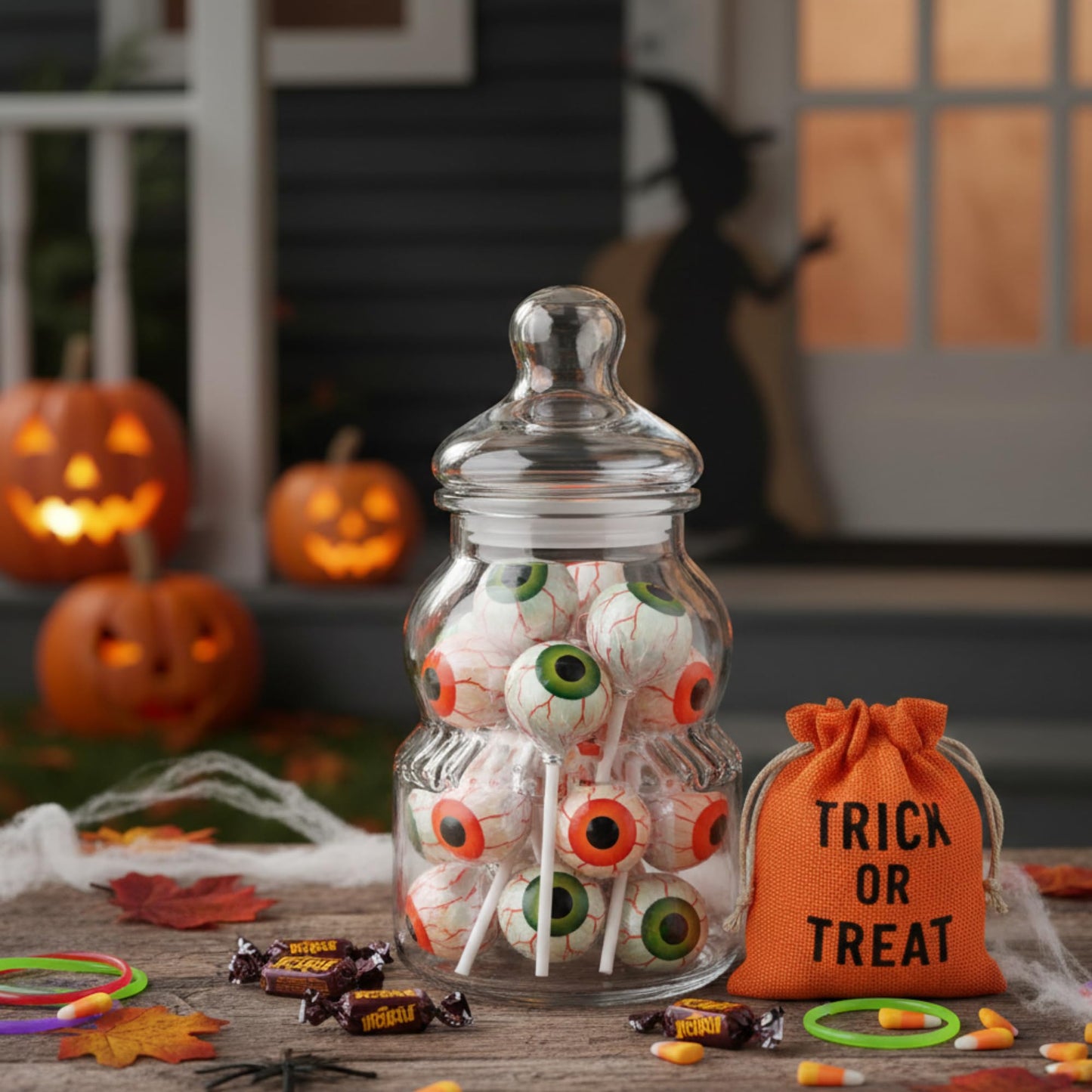 18 Pack Eyeball Print Lollipops – Spooky Individually Wrapped Halloween Candy for Party Favors, Trick-or-Treat Bags & Classroom Treats