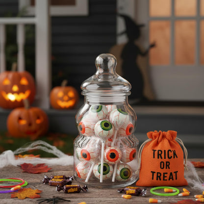 18 Pack Eyeball Print Lollipops – Spooky Individually Wrapped Halloween Candy for Party Favors, Trick-or-Treat Bags & Classroom Treats