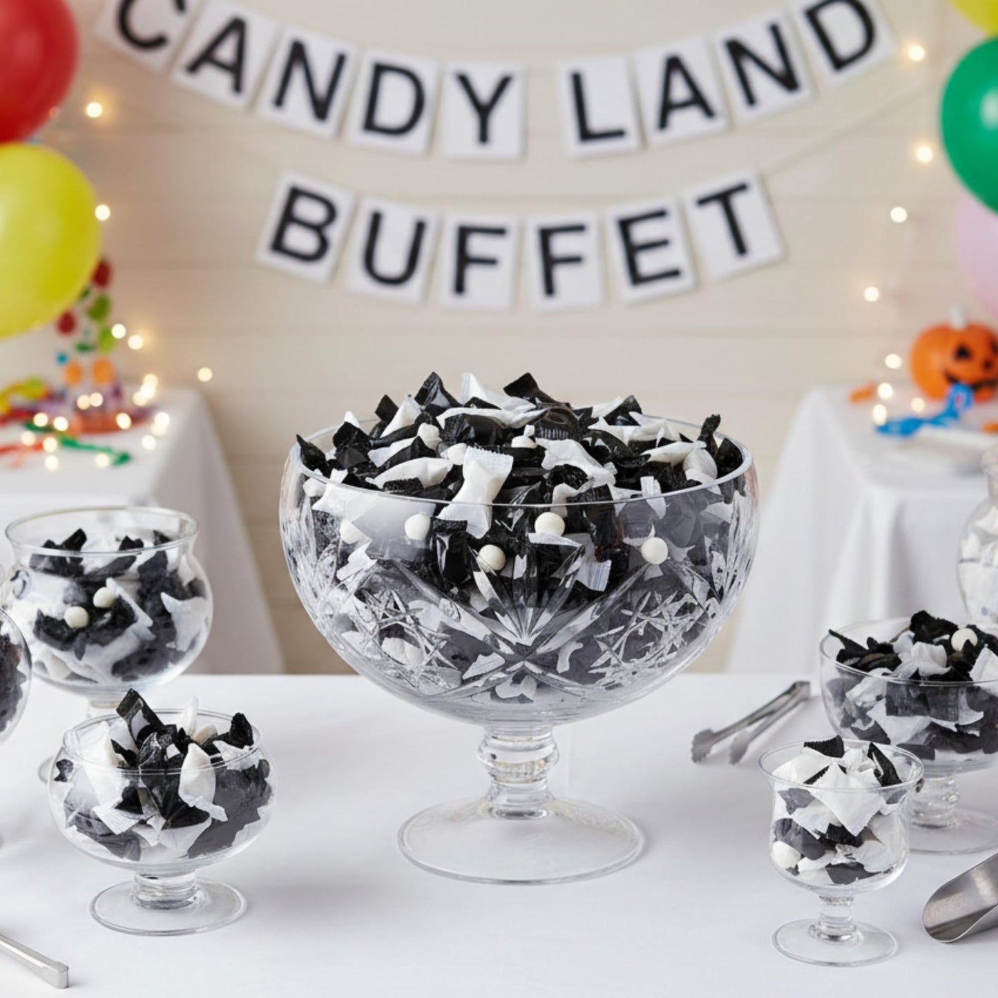 60ct Black & White Buttermints Individually Wrapped – Soft Dinner Mints Bulk for Weddings, Graduation, Candy Buffets & Elegant Party Favors