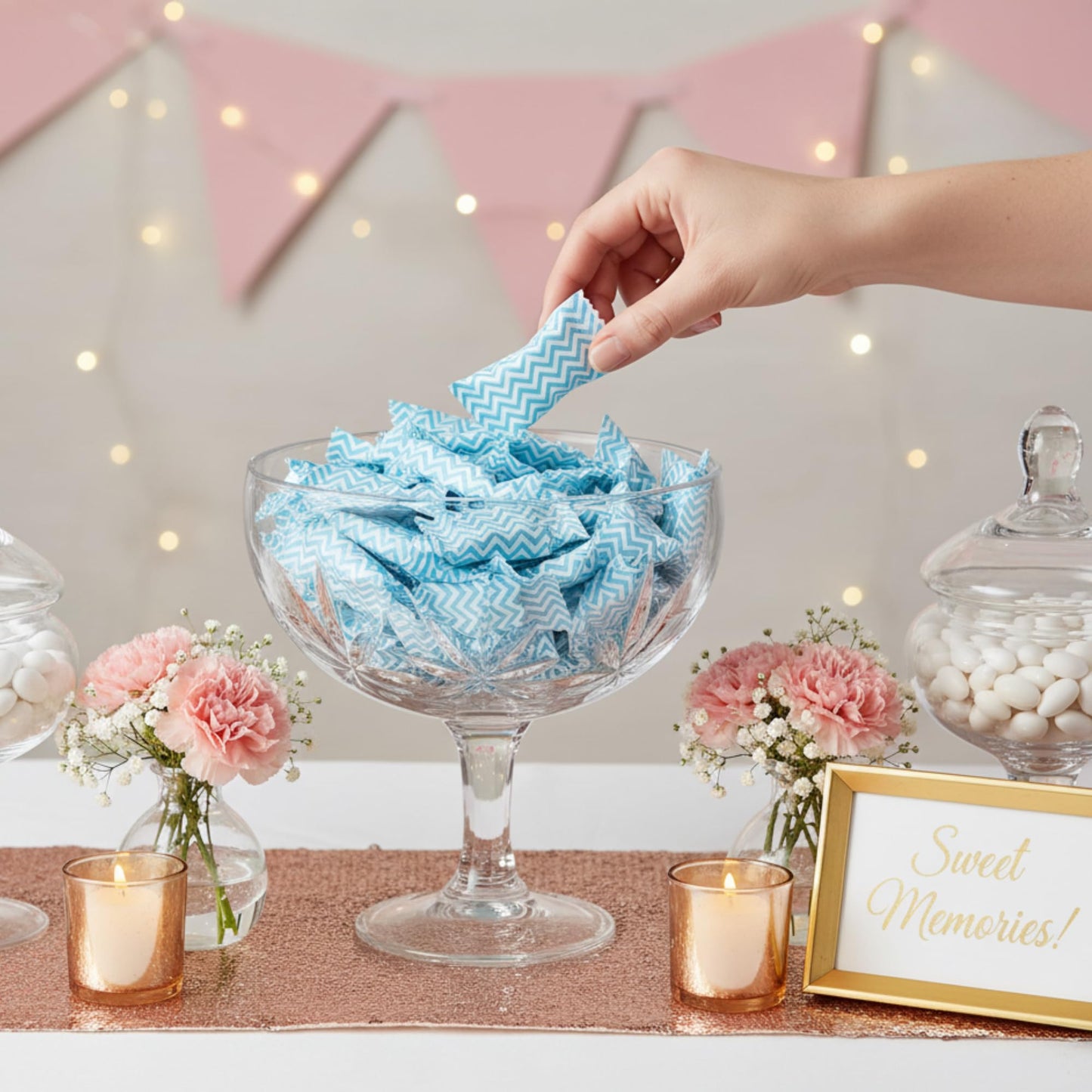 216ct Light Blue Buttermints Individually Wrapped – Bulk Soft Butter Mints for Baby Boy Showers, Beach Weddings & Ocean-Themed Candy Buffets