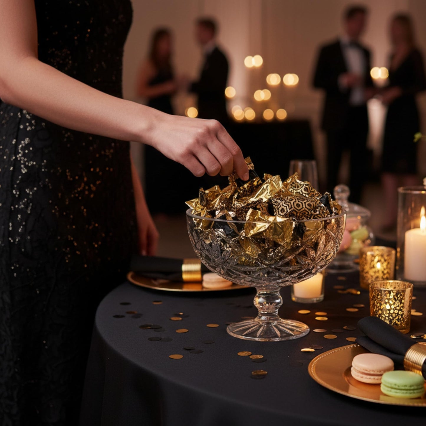 216ct Black & Gold Buttermints Individually Wrapped – Bulk Wedding Mints, Elegant Candy Buffet Favors for Parties, Corporate Events & New Year’s