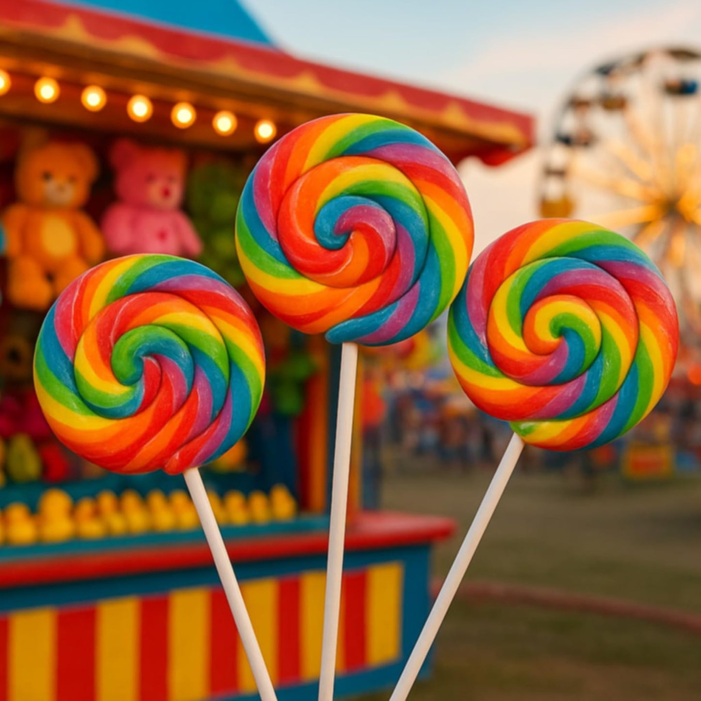 24 Pack Jumbo Rainbow Swirl Lollipops – Extra Large 2.75" Individually Wrapped Carnival Suckers for Party Favors, Birthdays & Events