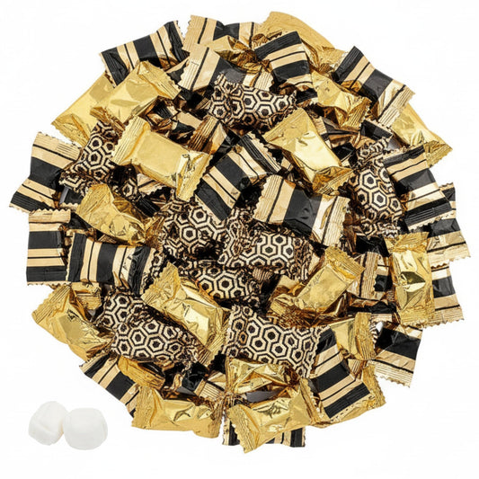 216ct Black & Gold Buttermints Individually Wrapped – Bulk Wedding Mints, Elegant Candy Buffet Favors for Parties, Corporate Events & New Year’s