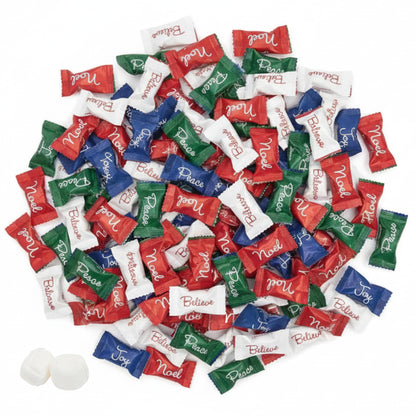216ct Christmas Buttermints Individually Wrapped – Faith-Based Holiday Candy with “Joy, Peace, Noel, Believe” for Church Events, Gift Bags & Party Favors