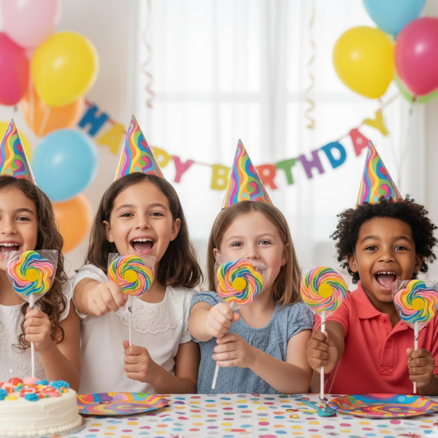 Jumbo Flower Lollipops – Extra Large Rainbow Swirl Suckers, Individually Wrapped Party Favors for Birthdays, Garden & Spring Events (24 Pack)