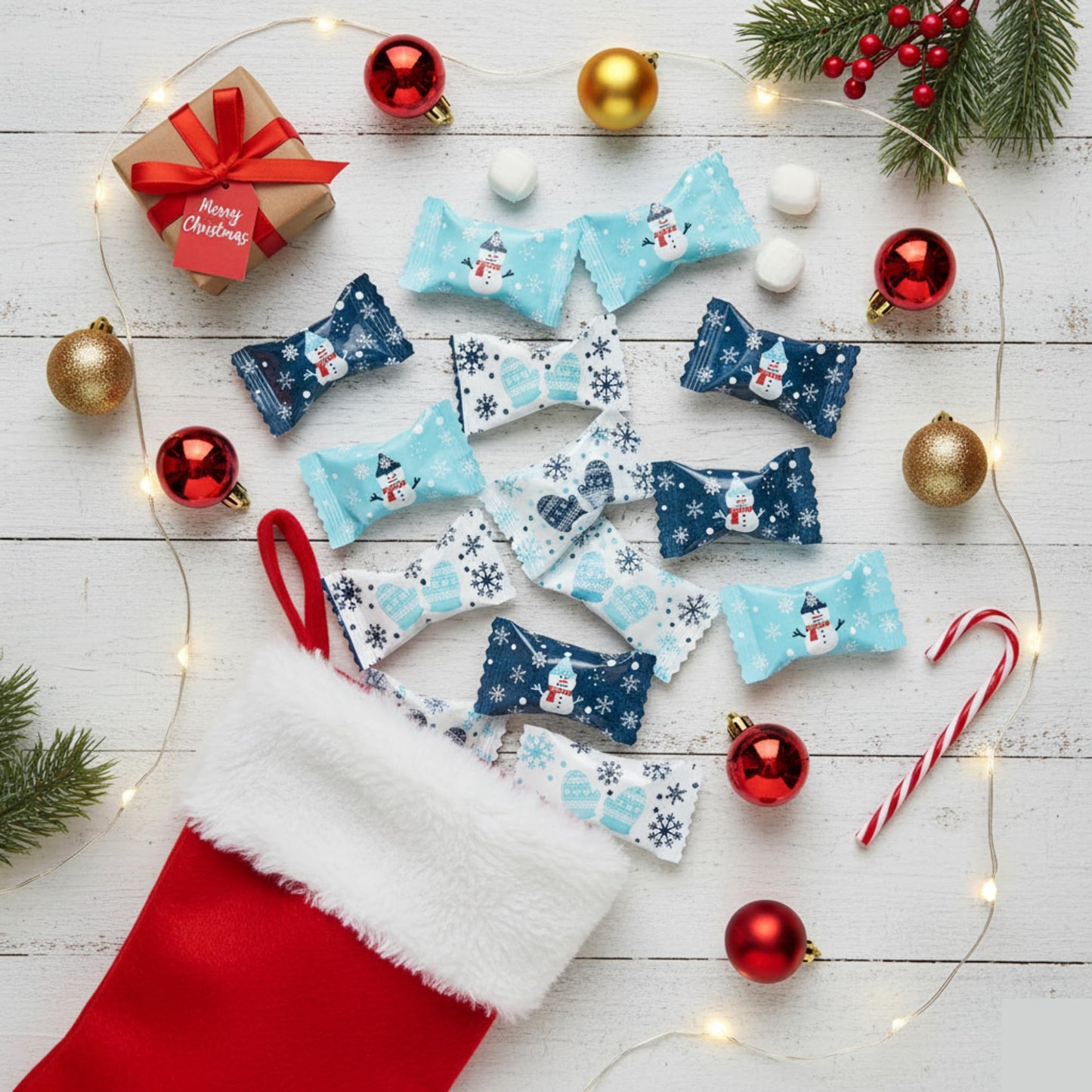 216ct Christmas Buttermints Bulk – Individually Wrapped Snowman & Snowflake Holiday Candy for Parties, Gift Bags & Candy Buffets