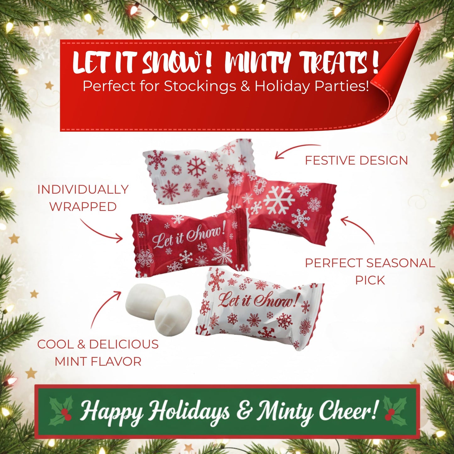 216ct Christmas Buttermints Bulk – Individually Wrapped Snowflake Holiday Candy for Parties, Gift Bags & Candy Buffets