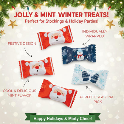 216ct Christmas Buttermints Bulk – Individually Wrapped Snowflake & Snowman Candy for Holiday Parties, Weddings, and Gift Bags