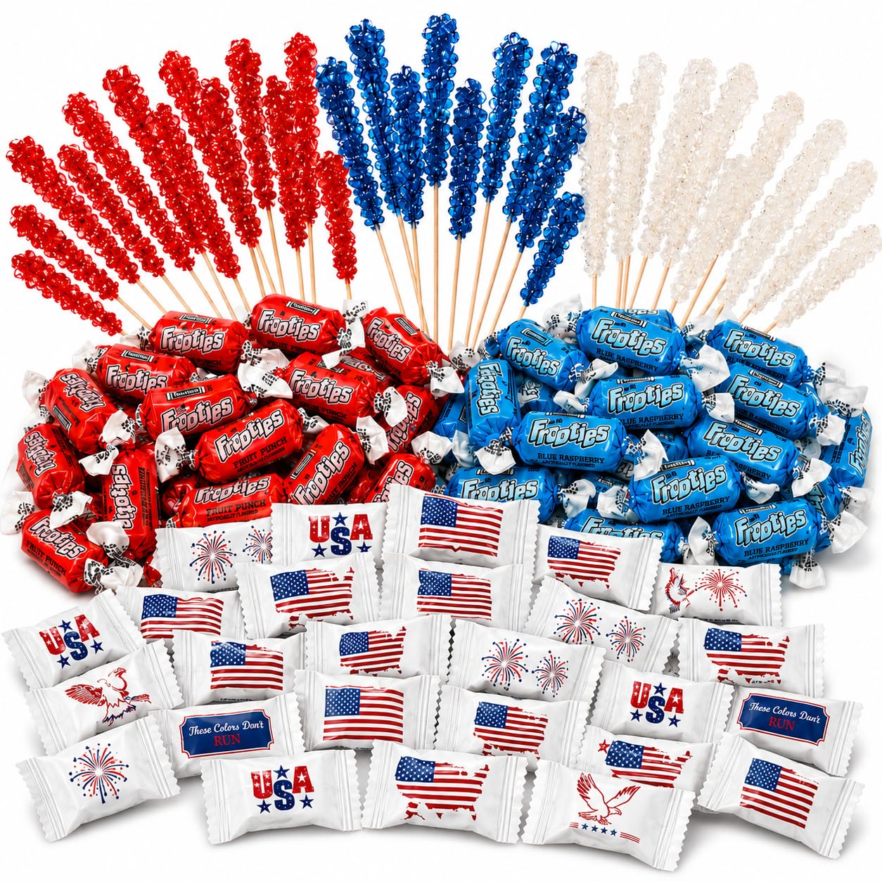 Red, White & Blue Candy Table Kit – 720 Individually Wrapped Patriotic Candies for 50 Guests | 4th of July Candy Buffet, Memorial Day & Veterans Day Party Candy Assortment