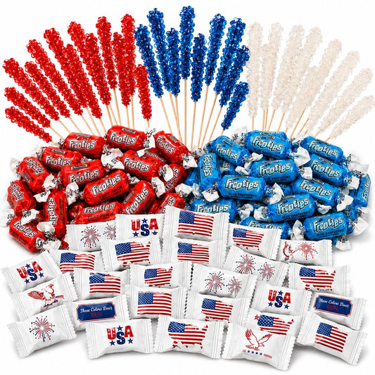 Red, White & Blue Candy Table Kit – 720 Individually Wrapped Patriotic Candies for 50 Guests | 4th of July Candy Buffet, Memorial Day & Veterans Day Party Candy Assortment