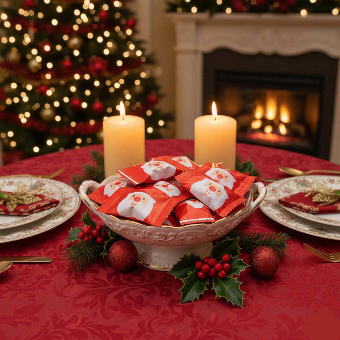 216ct Christmas Buttermints Bulk – Individually Wrapped Santa Holiday Candy for Parties, Gift Bags & Candy Buffets