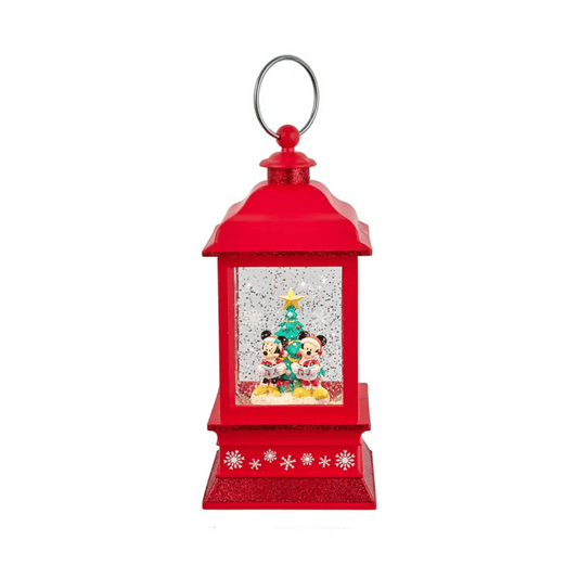 9" Battery Operated Disney© Mickey & Minnie Musical Light - Up Lantern – Festive Glitter Snow Effect - Tree Treasures