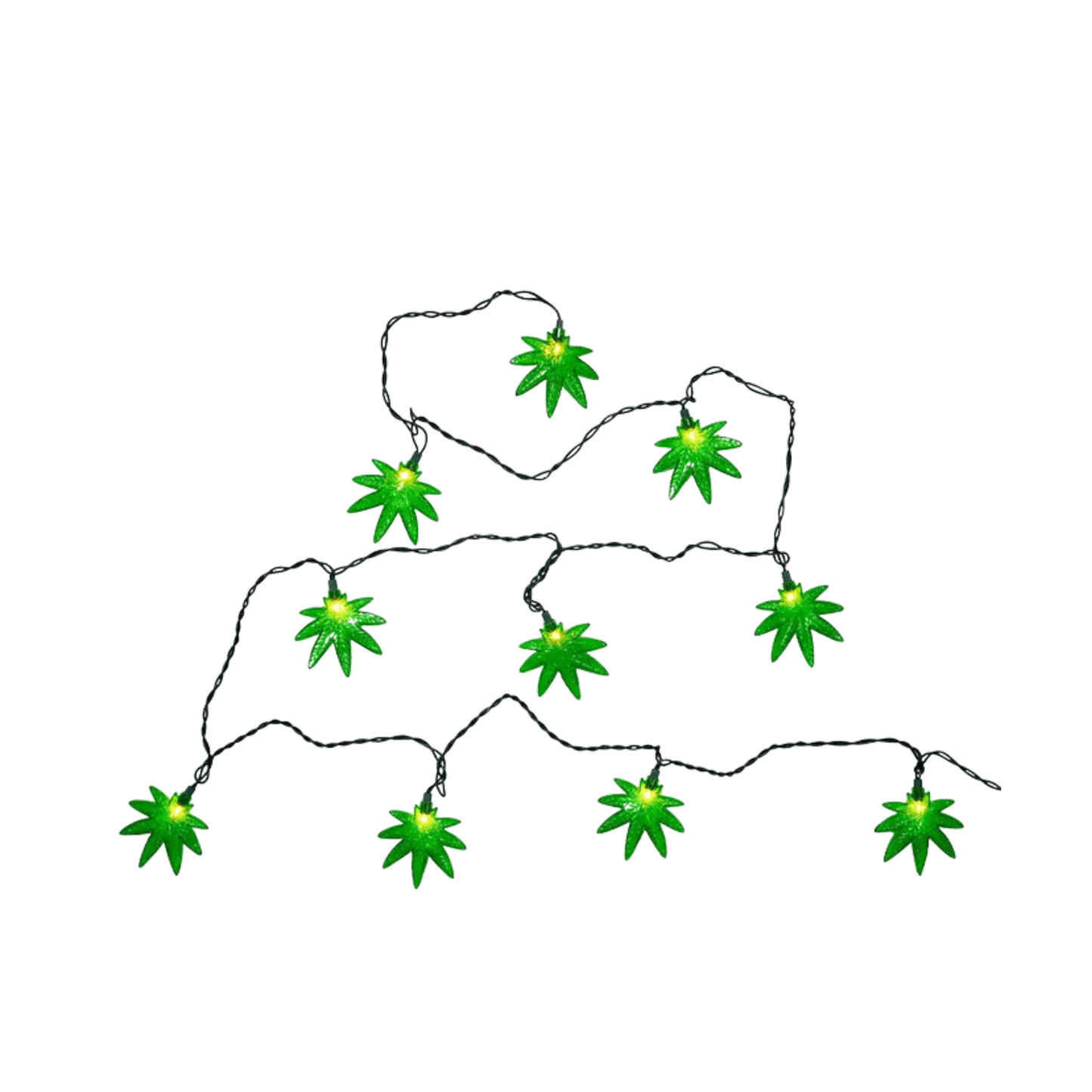 9' UL 10 - Light Cannabis Leaf Light Set by Kurt Adler – Unique Indoor Holiday Décor - Tree Treasures