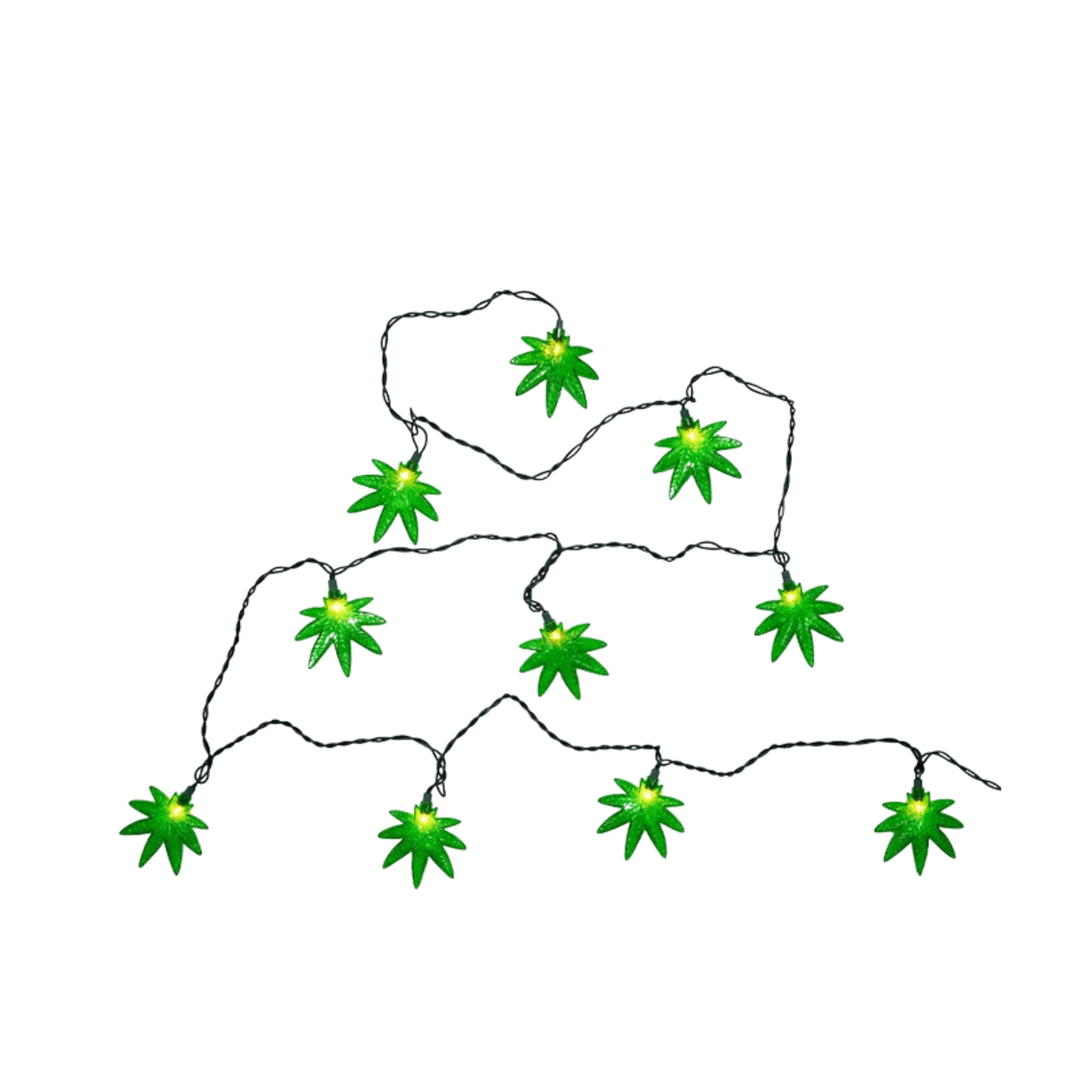 9' UL 10 - Light Cannabis Leaf Light Set by Kurt Adler – Unique Indoor Holiday Décor - Tree Treasures