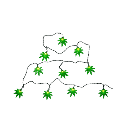 9' UL 10 - Light Cannabis Leaf Light Set by Kurt Adler – Unique Indoor Holiday Décor - Tree Treasures