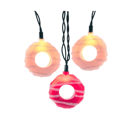 9' UL 10 - Light White & Pink Donut String Light Set – Fun Holiday & Party Décor - Tree Treasures