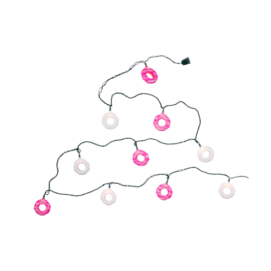 9' UL 10 - Light White & Pink Donut String Light Set – Fun Holiday & Party Décor - Tree Treasures