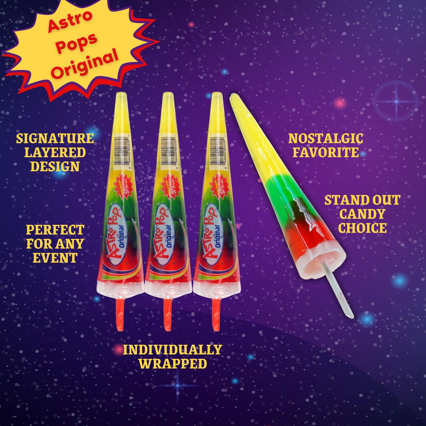 Astro Pops Lollipops Retro Candy | Individually Wrapped Astro Pop Candy Suckers