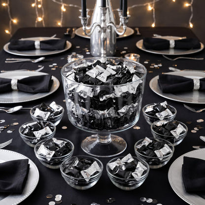 Black & Silver Butter Mints Individually Wrapped – Bulk Buttermints for New Year's Eve, Weddings, Prom, Graduation, Anniversary, Casino Night & Party Candy Buffets (220 Count)
