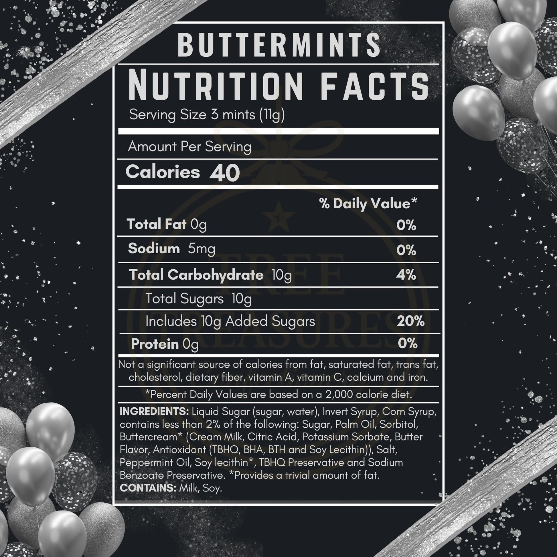 Black & Silver Butter Mints Individually Wrapped – Bulk Buttermints for New Year's Eve, Weddings, Prom, Graduation, Anniversary, Casino Night & Party Candy Buffets (220 Count)