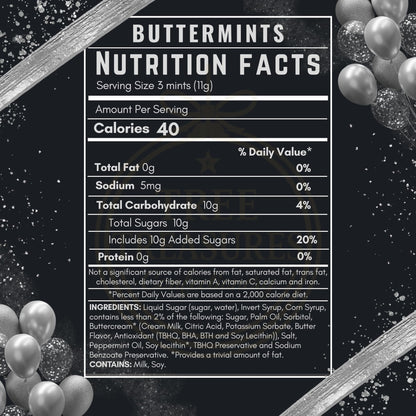 Black & Silver Butter Mints Individually Wrapped – Bulk Buttermints for New Year's Eve, Weddings, Prom, Graduation, Anniversary, Casino Night & Party Candy Buffets (220 Count)