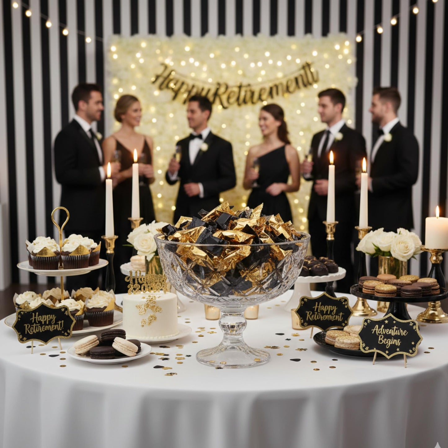 Bulk Count Gold and Black Buttermints Individually Wrapped – Wedding Mints, Thank You Candy, Party Favors, Graduation, Retirement, New Years, Candy Buffet, Prom and Anniversary (Solid 216ct)