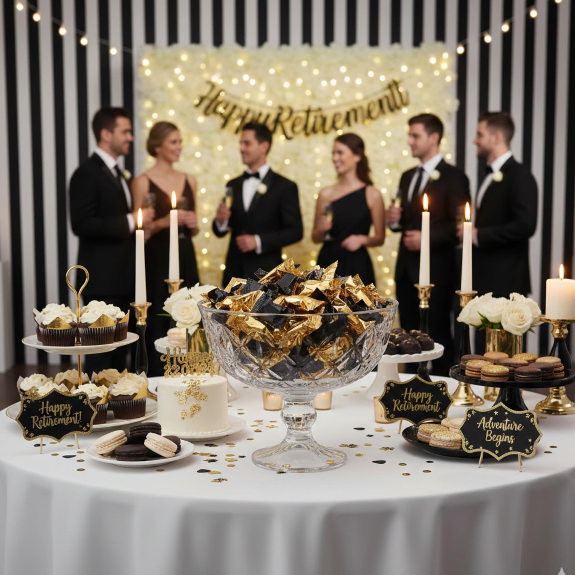 Bulk Count Gold and Black Buttermints Individually Wrapped – Wedding Mints, Thank You Candy, Party Favors, Graduation, Retirement, New Years, Candy Buffet, Prom and Anniversary (Solid 216ct)