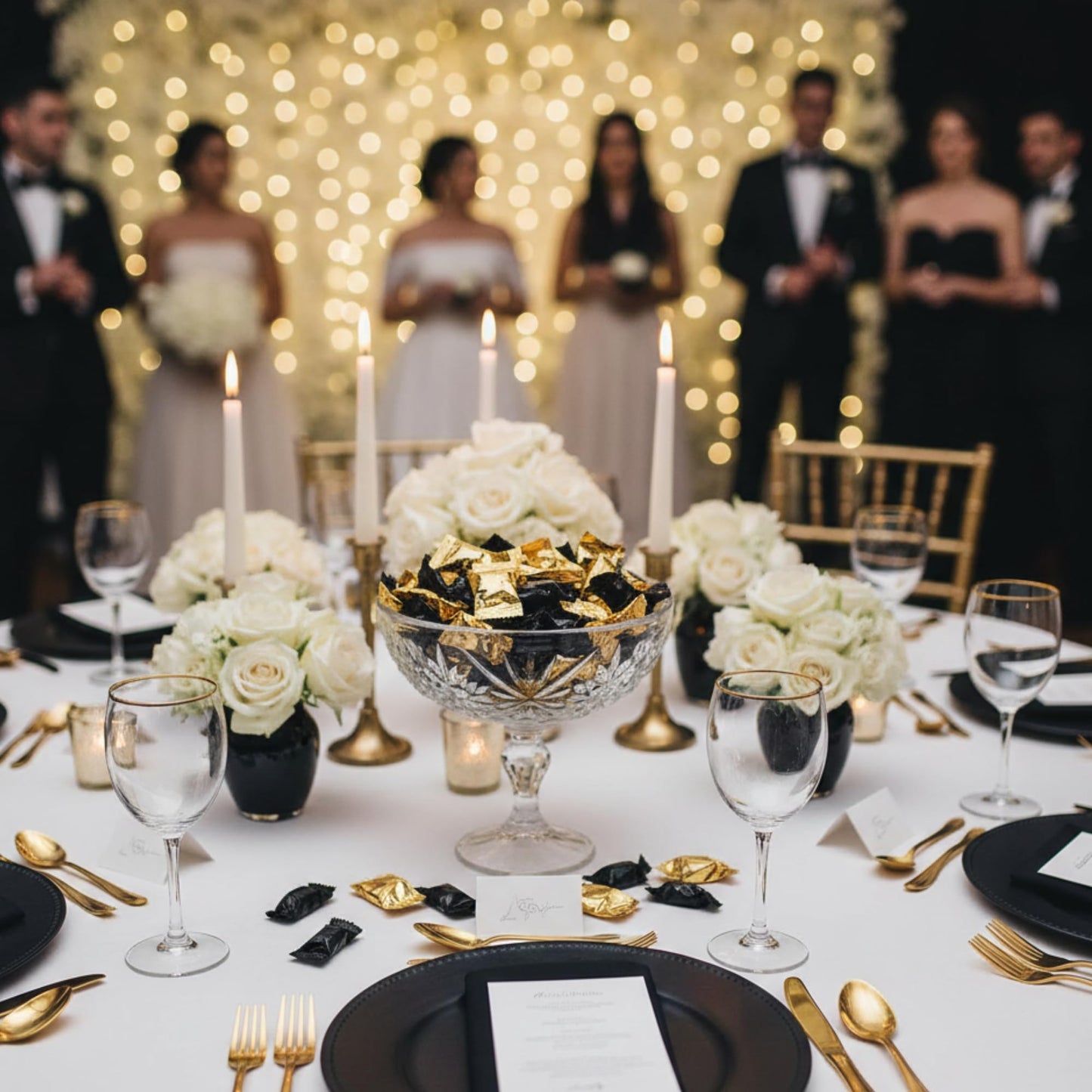 Bulk Count Gold and Black Buttermints Individually Wrapped – Wedding Mints, Thank You Candy, Party Favors, Graduation, Retirement, New Years, Candy Buffet, Prom and Anniversary (Solid 216ct)