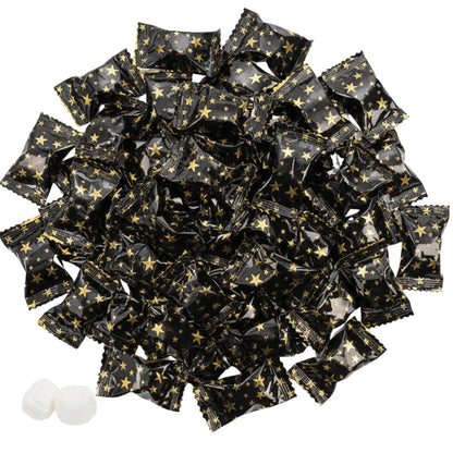 Elegant black and gold buttermints, individually wrapped with a smooth creamy flavor. Perfect for weddings, parties, candy buffets, and favors.