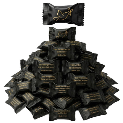Funeral Favors for Guests – Sympathy Mints Individually Wrapped with Scripture Verses & Dove Design | Memorial Service Candy & Celebration of Life Keepsakes