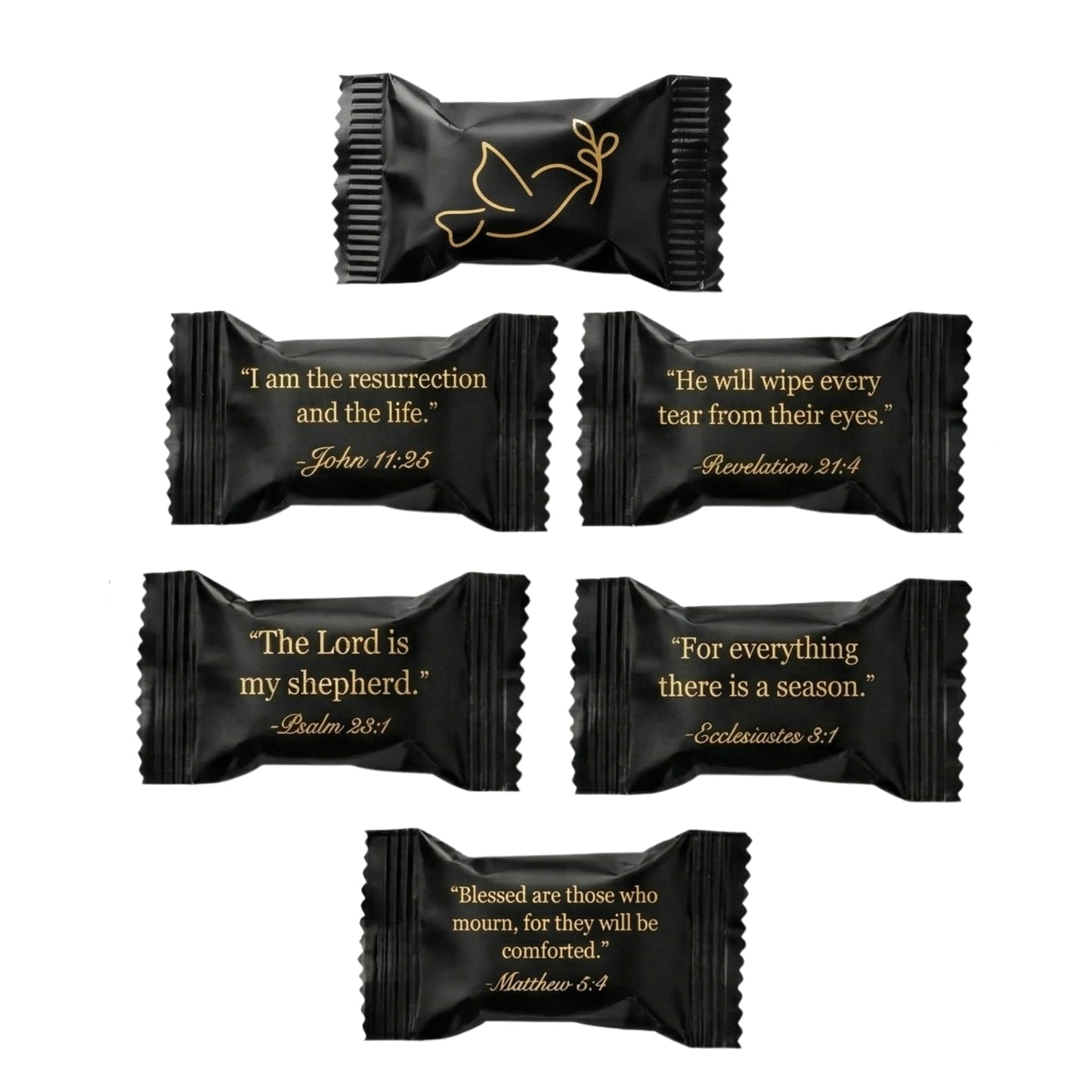 Funeral Favors for Guests – Sympathy Mints Individually Wrapped with Scripture Verses & Dove Design | Memorial Service Candy & Celebration of Life Keepsakes