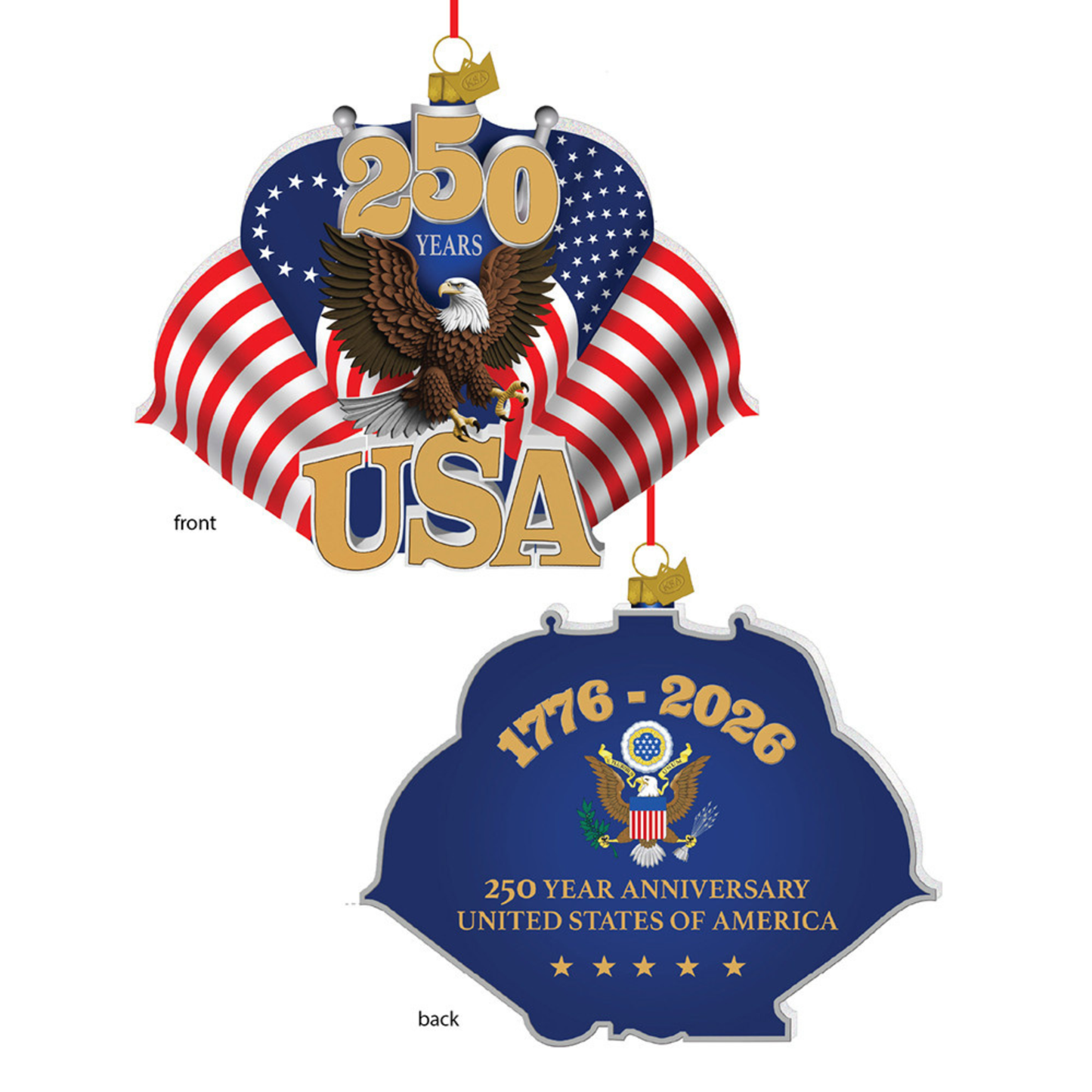 Glass 250th Anniversary U.S. Flag Ornament – Patriotic American Flag Christmas Decoration