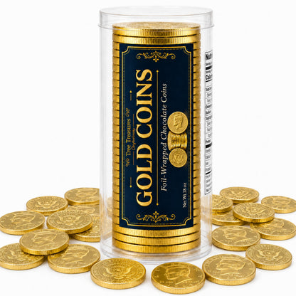 Gold Foil Chocolate Coins Bulk - Large 1.5" Gold Chocolate Coins Individually Wrapped for Pirate Party Favors, Candy Buffet, Treasure Hunt, Graduation, Wedding & Gold-Themed Events (50, 150 & 500 Count)