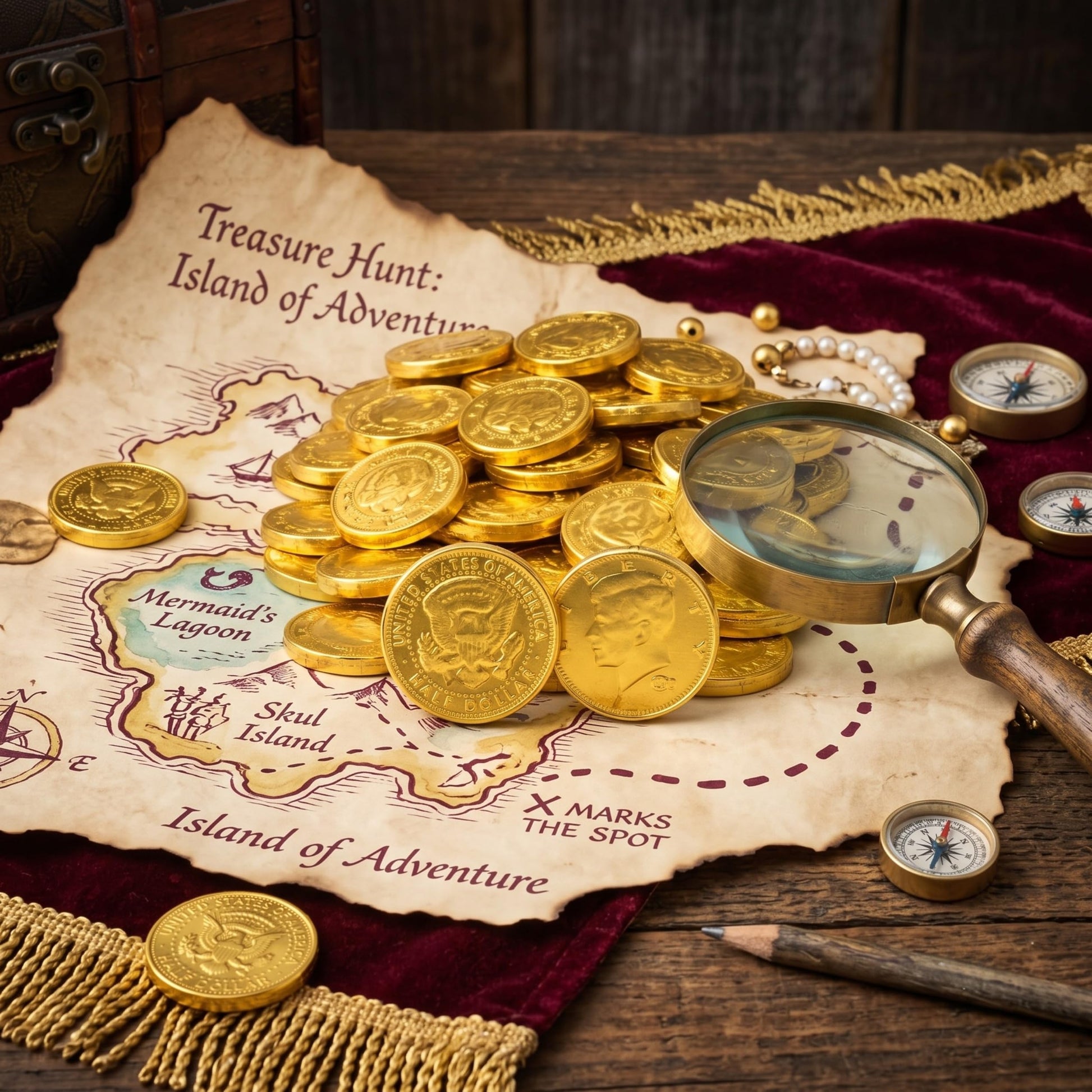Gold Foil Chocolate Coins Bulk - Large 1.5" Gold Chocolate Coins Individually Wrapped for Pirate Party Favors, Candy Buffet, Treasure Hunt, Graduation, Wedding & Gold-Themed Events (50, 150 & 500 Count)