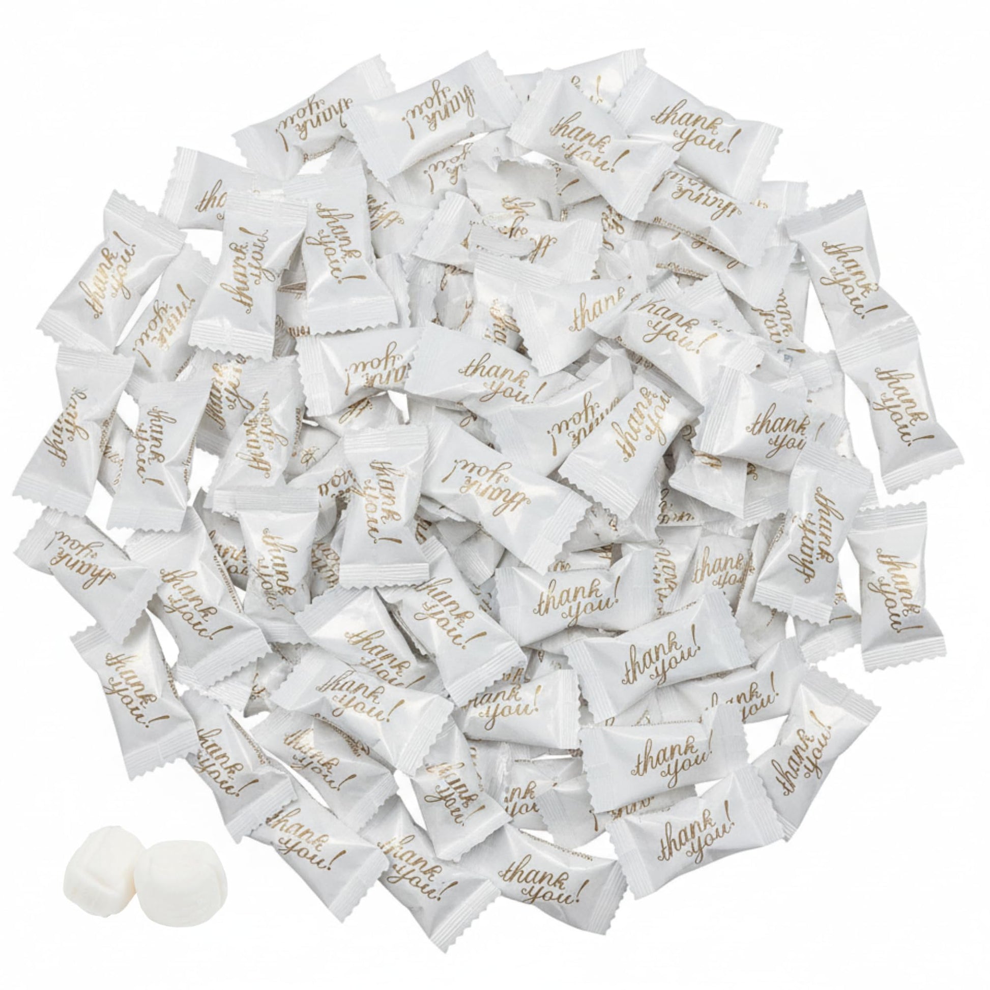 Individually Wrapped Butter Mints – Gold Thank You Buttermints Bulk (110 Count) for Weddings, Receptions, Candy Buffets & Party Favors