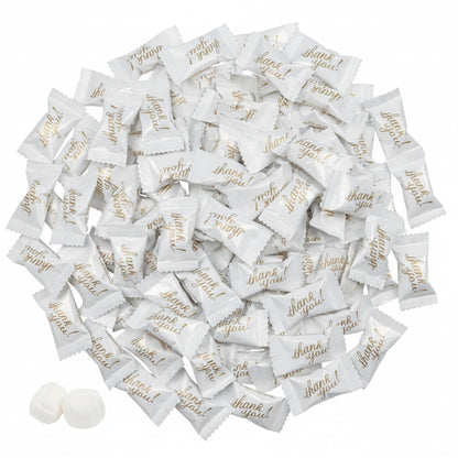 Individually Wrapped Butter Mints – Gold Thank You Buttermints Bulk (110 Count) for Weddings, Receptions, Candy Buffets & Party Favors