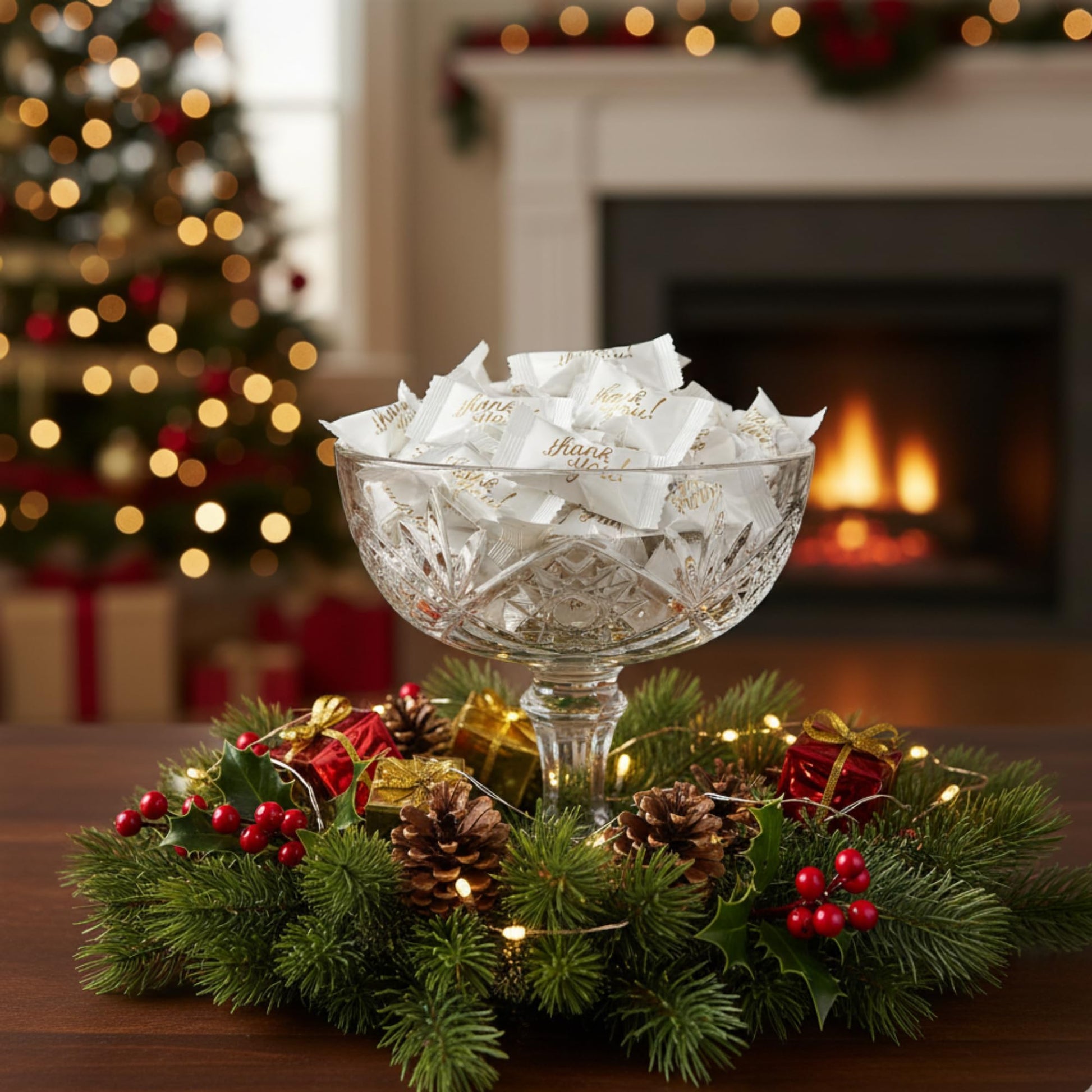 Individually Wrapped Butter Mints – Gold Thank You Buttermints Bulk (110 Count) for Weddings, Receptions, Candy Buffets & Party Favors