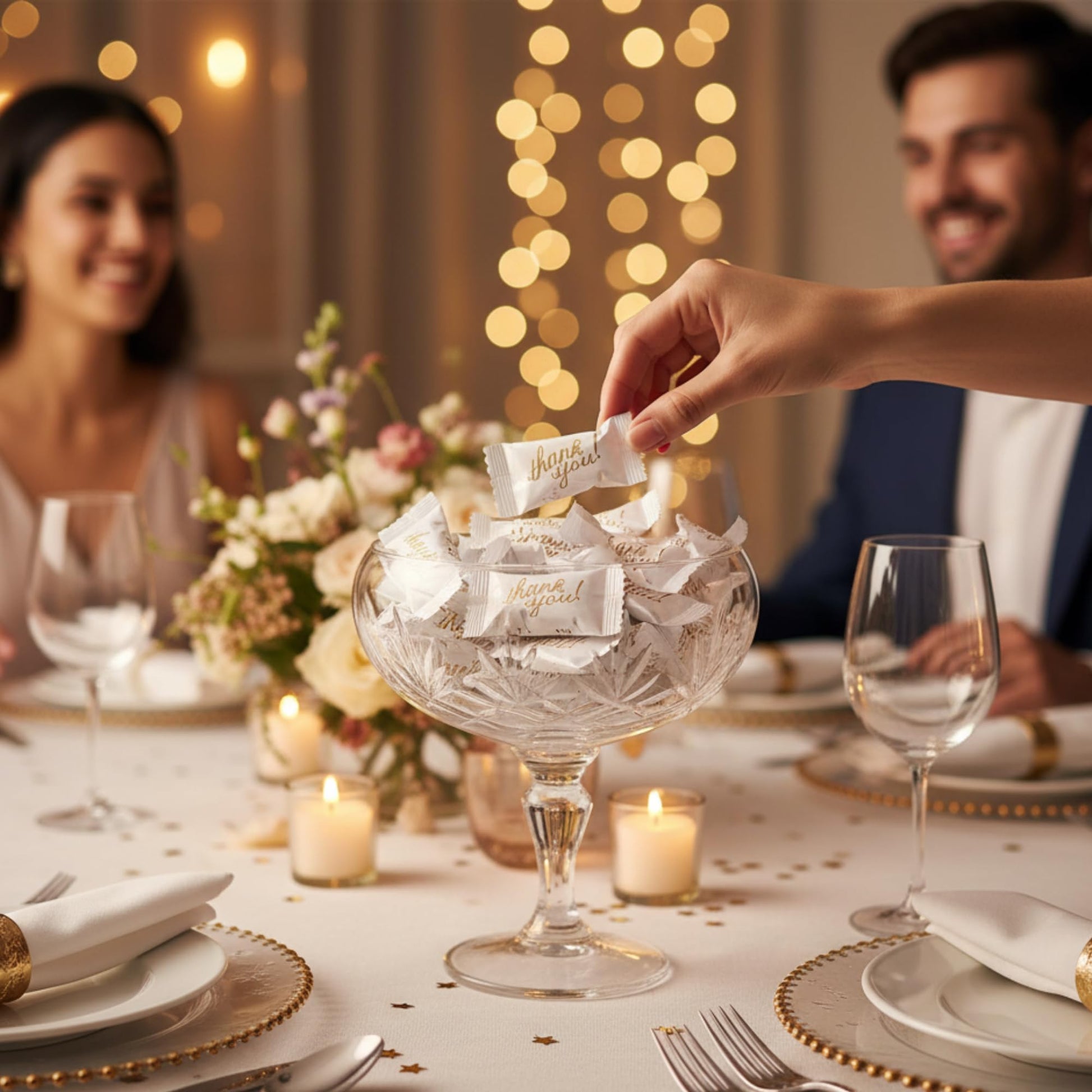 Individually Wrapped Butter Mints – Gold Thank You Buttermints Bulk (110 Count) for Weddings, Receptions, Candy Buffets & Party Favors