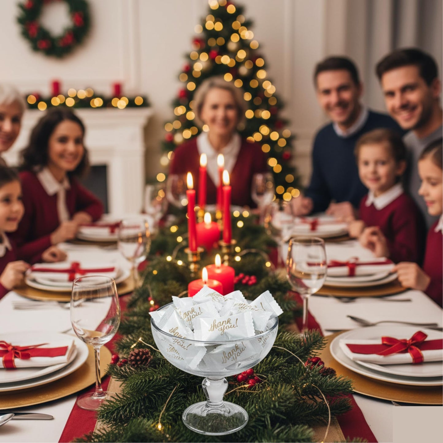 Individually Wrapped Butter Mints – Gold Thank You Buttermints Bulk (110 Count) for Weddings, Receptions, Candy Buffets & Party Favors