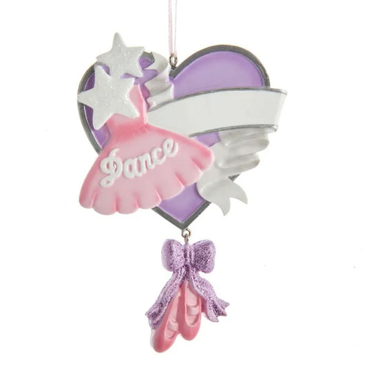 Kurt Adler Ballet Heart "Dance" Ornament For Personalization, 4.5 inches