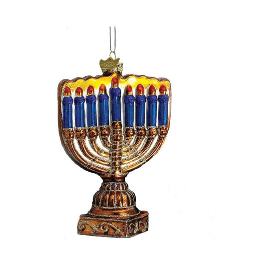 Kurt Adler Noble Gems™ Menorah Glass Ornament, 4.5 Inches