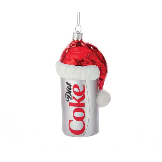 Kurt Adler Coca-Cola® Glass Diet Coke Can With Santa Hat Ornament, 4.5 Inches