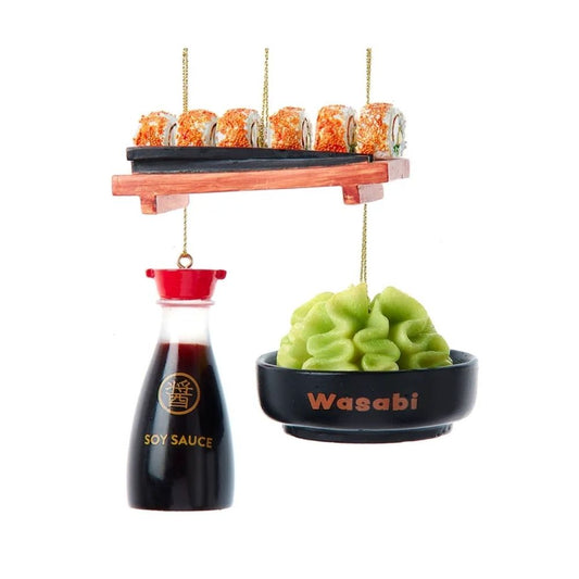 Kurt Adler Wasabi, Soy Sauce & Sushi Ornaments, 3 Assorted, 2.5-3-inches