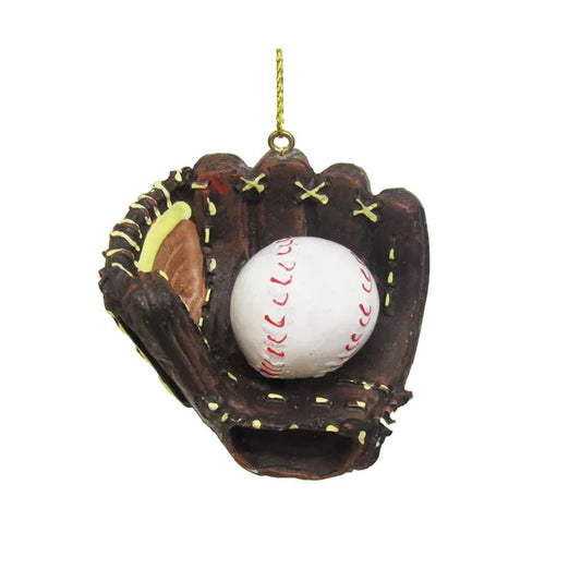 Kurt Alder Baseball and Mitt Ornament, 2.5-inches