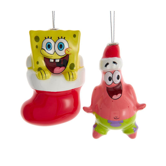 Kurt Adler Spongebob Squarepants™ & Patrick Decoupage Ornaments, Set of 2, 3.5 Inches