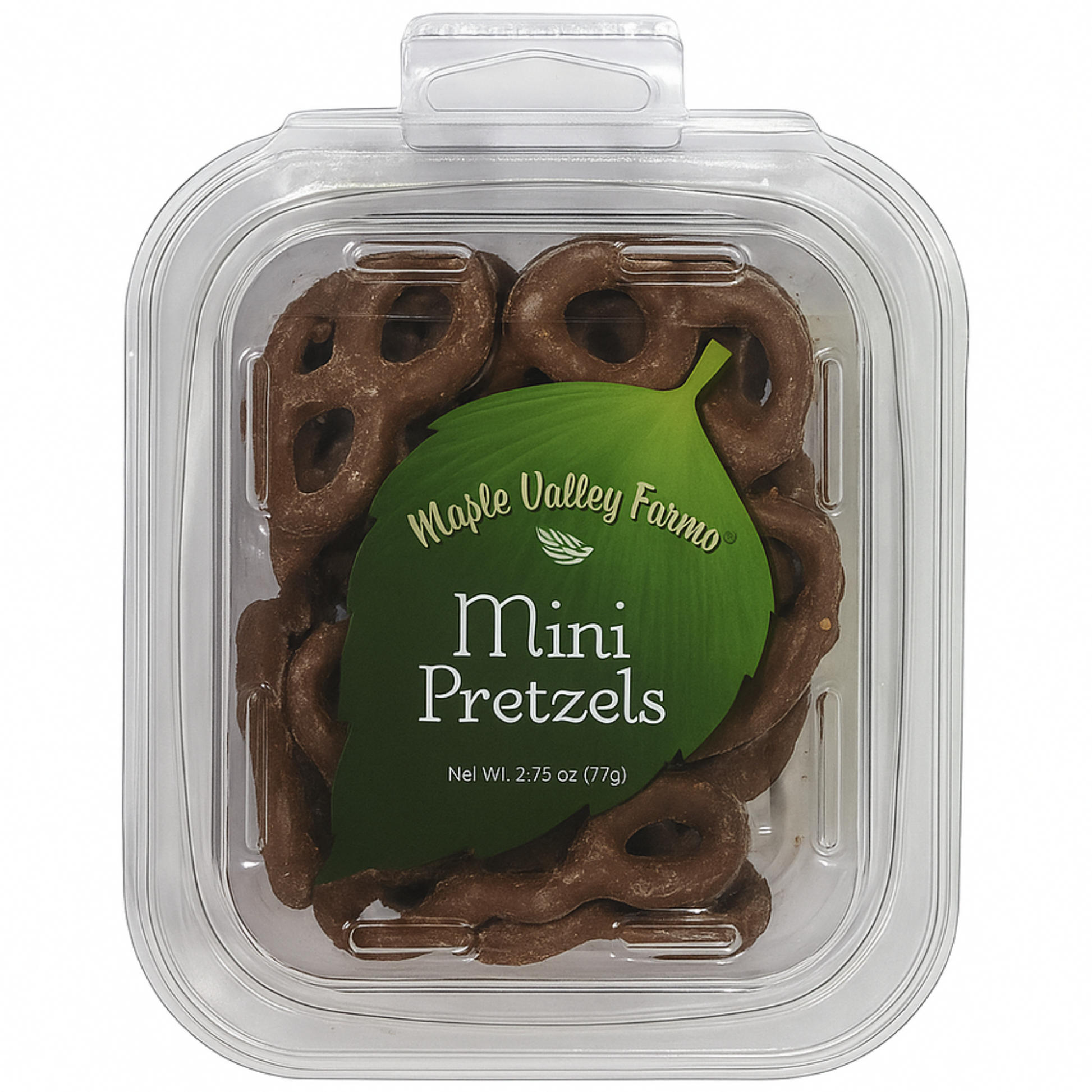 Maple Valley Farms Mini Chocolate Pretzels 2.75 OZ Peg Tub