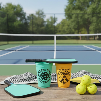Tree Treasures Pickleball Party Cups – 16oz Disposable Plastic Cups with Funny Pickleball Sayings, Bulk Pack of 12 or 40, Pickleball Party Supplies & Tournament Favors