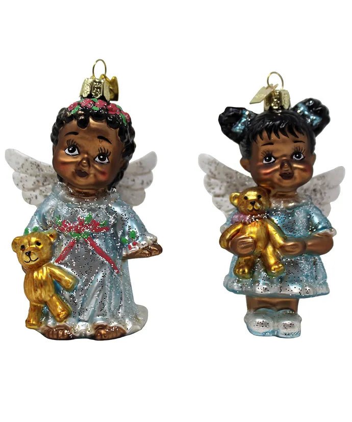 African American Angel Glass Ornaments (Set of 2) – Noble Gems - Tree Treasures