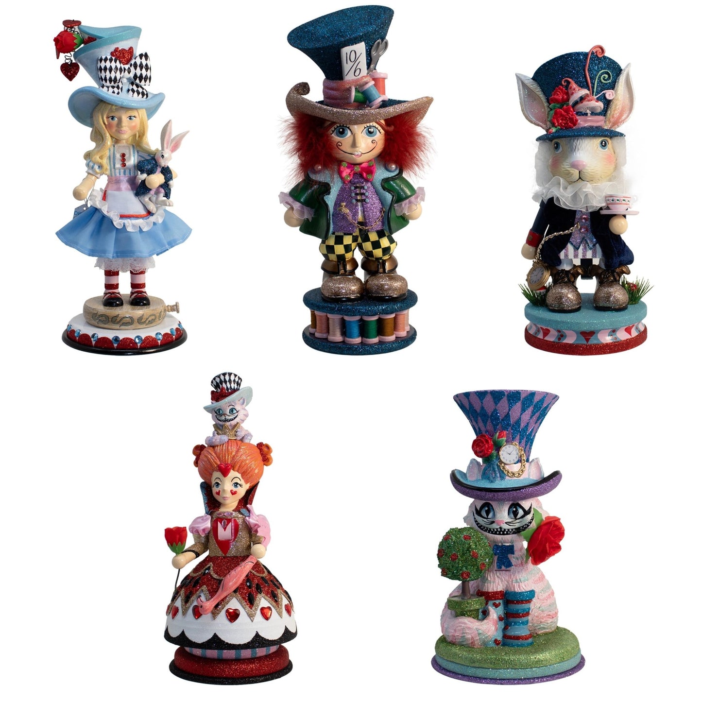 Alice in Wonderland Nutcracker Set, 11" (5‑Pack) - Tree Treasures